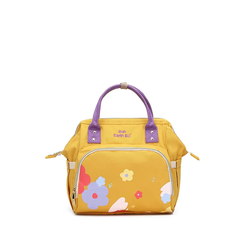 Fashionable And Lightweight Little Mommy Bag Double Shoulder Messenger Treasure Mom Bag Large Capacity Mother And Baby Bag - Yellow