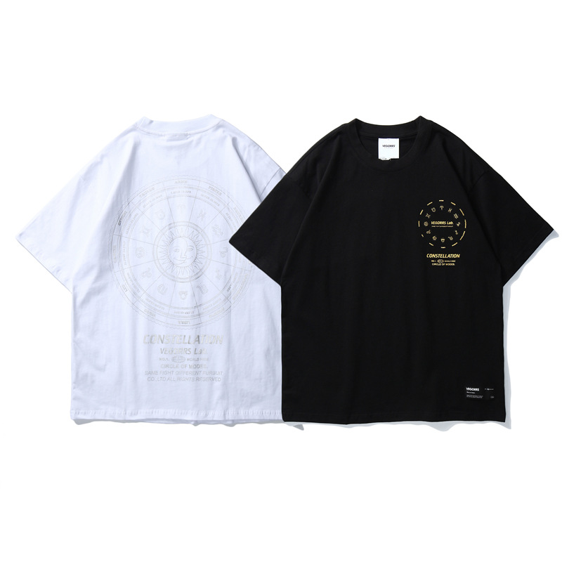 Summer New Street Hip-Hop Hot Stamping Print Round Neck Short Fashion Brand Loose Couple Half Sleeve T-Shirt