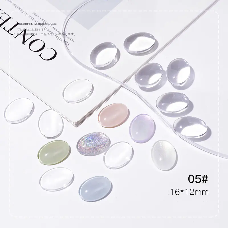 Nail Art Oval Star Transparent Glass Color