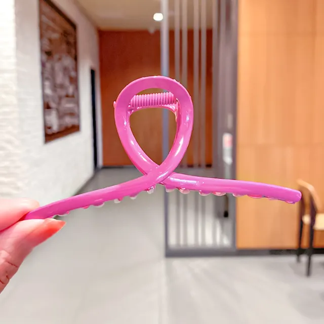 Spring And Summer Girl Back Head Plate Hairpin Shark Clip Candy Color Paint Catch Clip Hairpin Hollow Cross Hair Catch Hair Accessories Rose Red - Shop at LoveMi