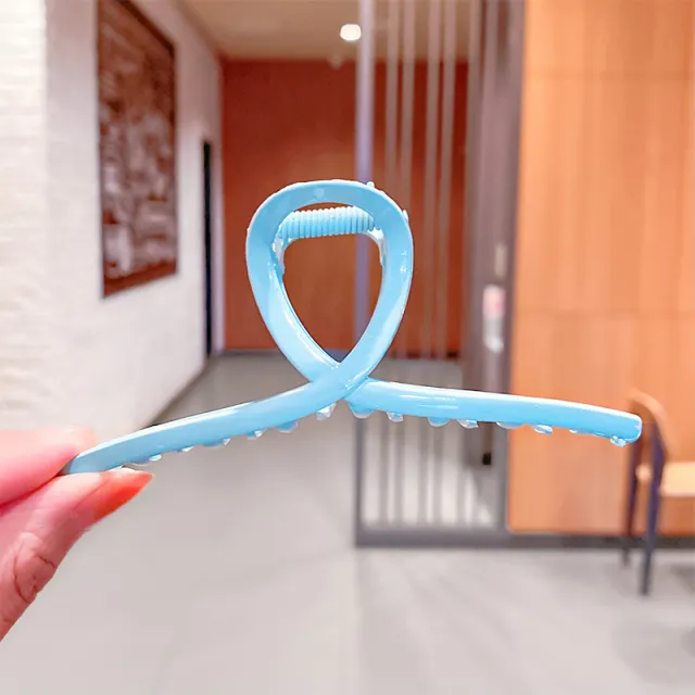 Spring And Summer Girl Back Head Plate Hairpin Shark Clip Candy Color Paint Catch Clip Hairpin Hollow Cross Hair Catch Hair Accessories Blue - Shop at LoveMi