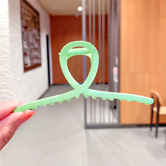 Spring And Summer Girl Back Head Plate Hairpin Shark Clip Candy Color Paint Catch Clip Hairpin Hollow Cross Hair Catch Hair Accessories Green - Shop at LoveMi
