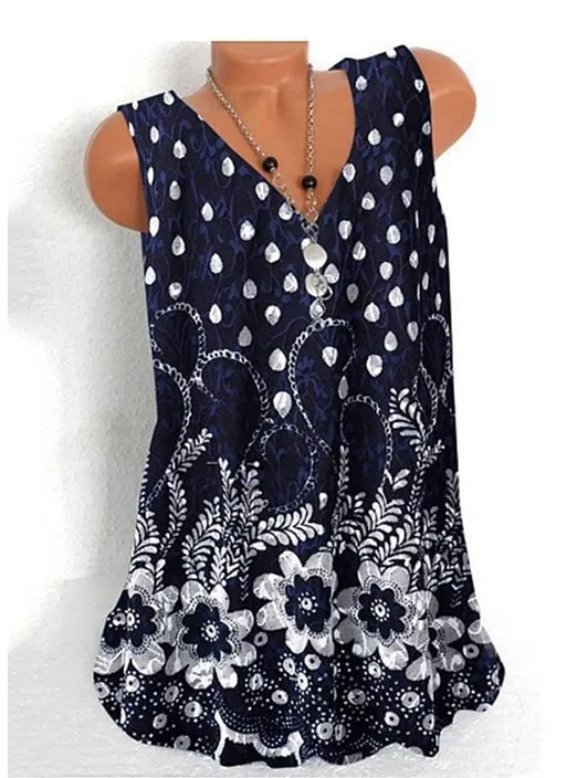 New Style Plus Size Sleeveless Vest Ladies T shirt Blue - Shop at LoveMi