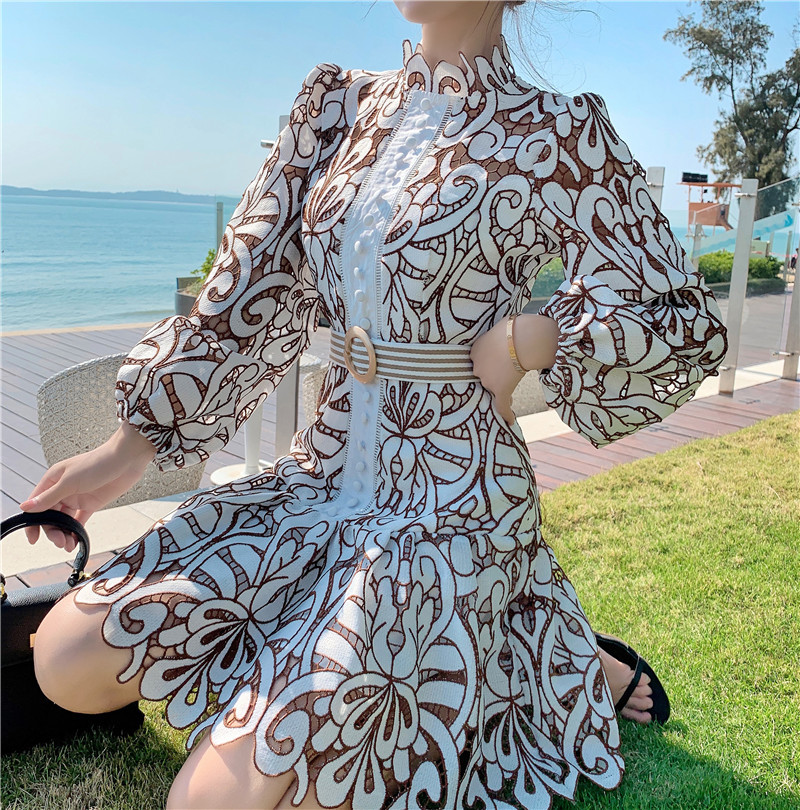 Stand Collar Cut Out Dress
