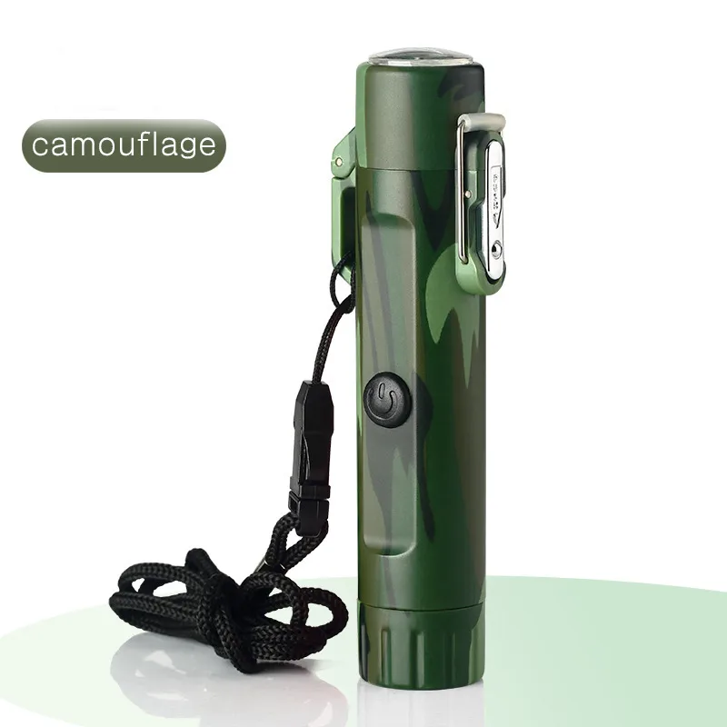 Outdoor Travel Compass Rechargeable Lighter Tube Waterproof Usb Pulse