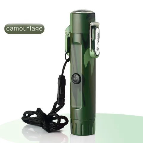 Outdoor Travel Compass Rechargeable Lighter Tube Waterproof Usb Pulse