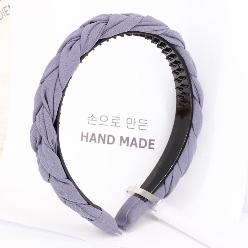 Tooth Anti Slip Twist Braided Wig Headband Headband Hair Accessories Gray - Shop at LoveMi