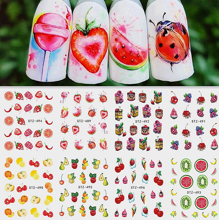 A set of 8 fruit stickers