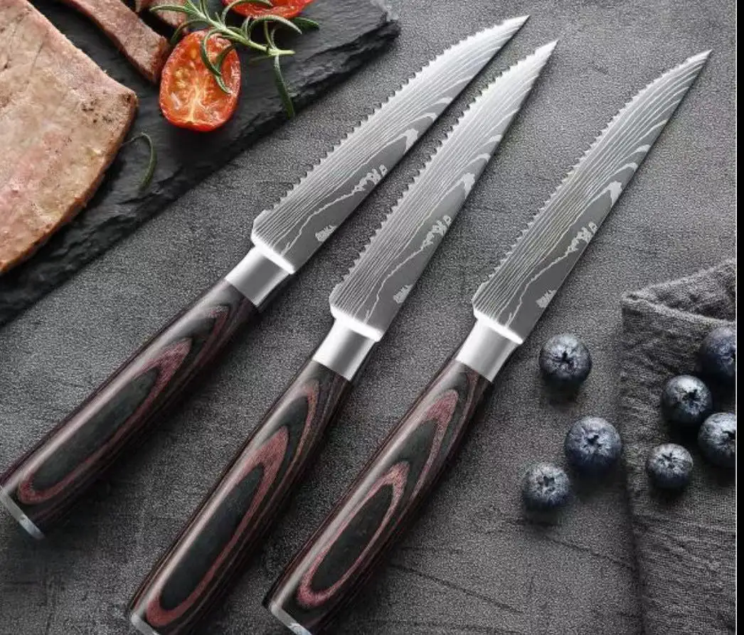 Color Wooden Handle Steak Knife Stainless Steel