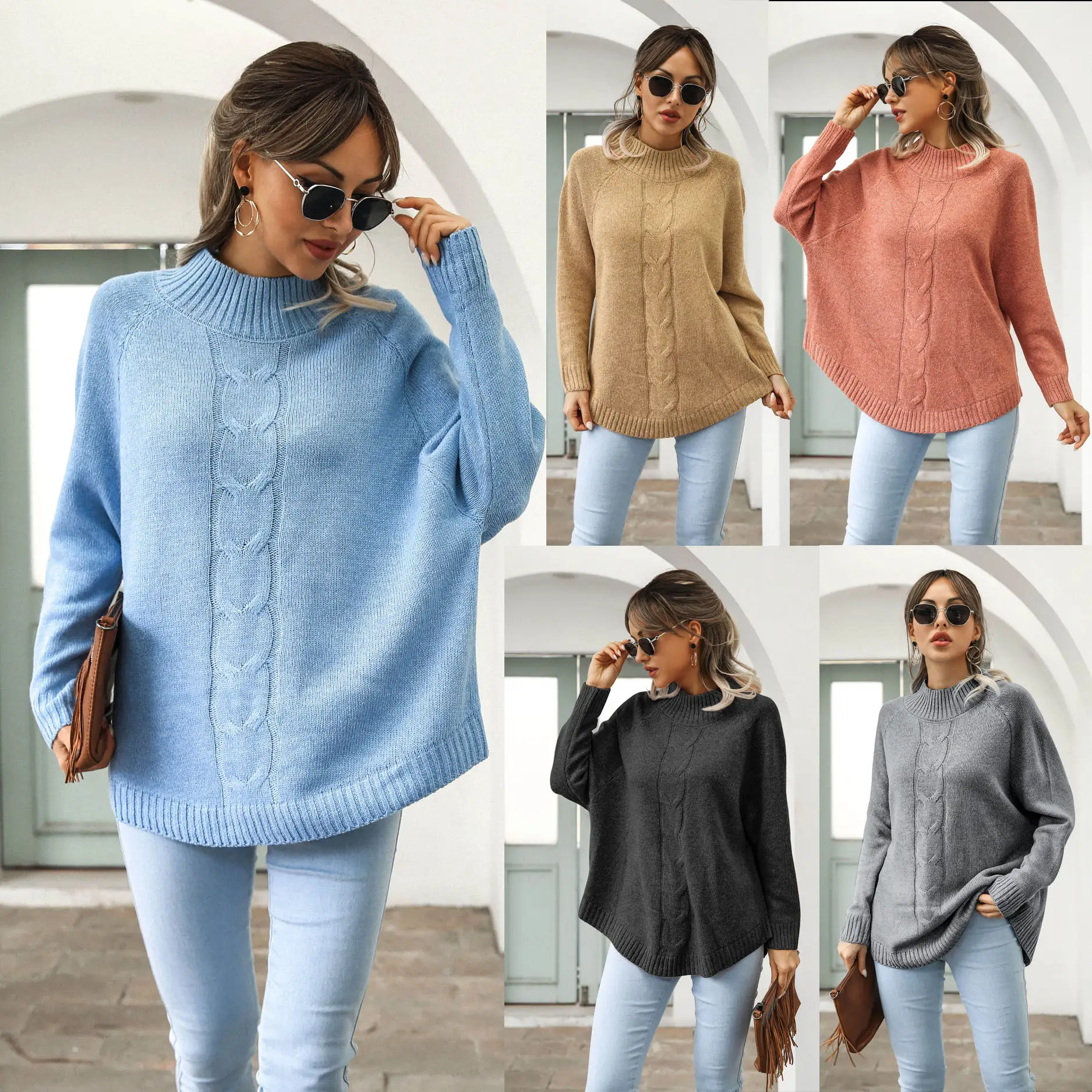 Round Neck Twist Knit Sweater Pullover