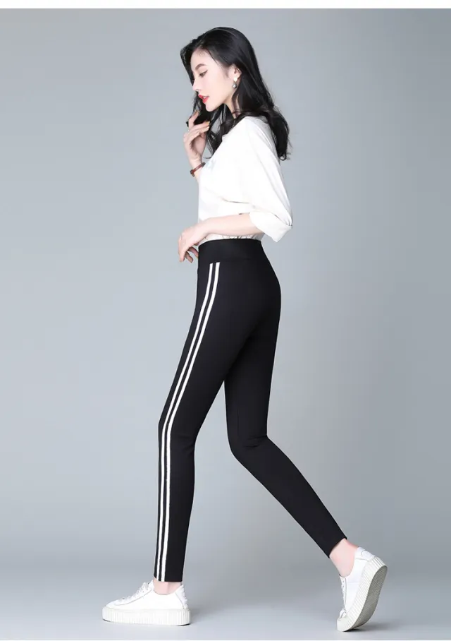 Sweatpants Women White Side Feet Harem Pants Women Casual Pants Loose Guard Pants White Border - Shop at LoveMi