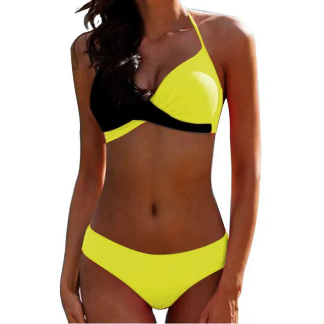 Swimsuit European And American Sexy Hard Pack Split Bikini Color Matching Swimsuit Yellow - Shop at LoveMi