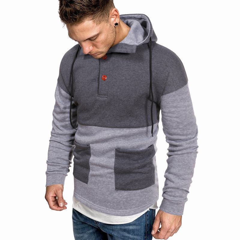 Casual Color Block Hoodie Pullover Men's Sweater