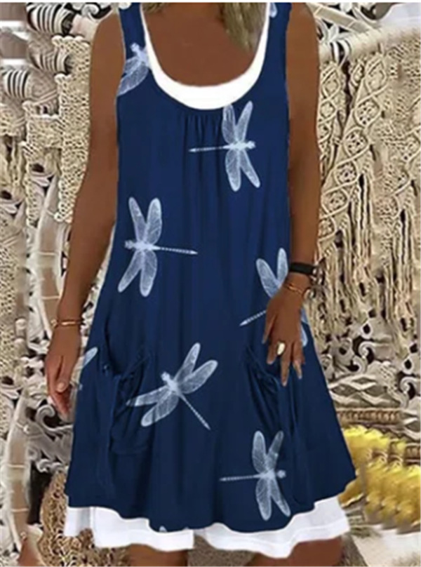 Strapless Sleeveless Round Neck A-line Dress
