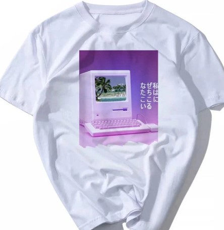 Vapor Wave Personality All-match Round Neck Pullover Short Sleeves