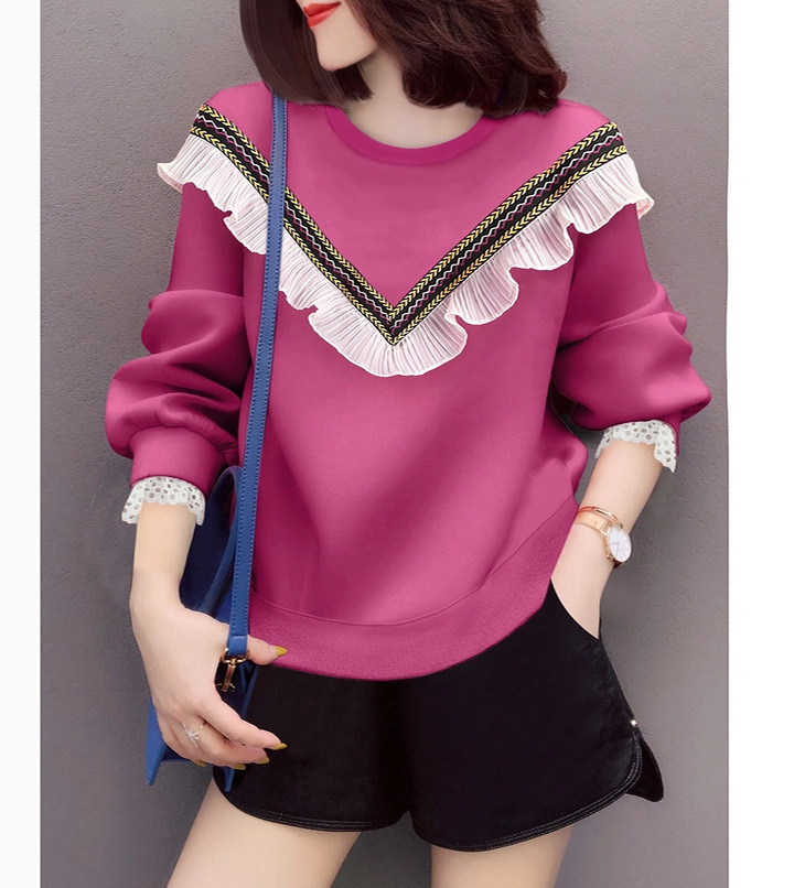 Title 4, Two-piece Round Neck Pink Thick Sweater With Fr...