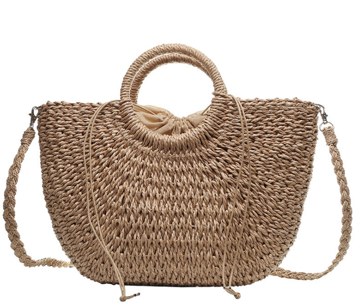 New Style Paper Rope Fashion All-Match Portable Messenger Small Round Bucket Hand-Woven Bag Straw Bag Female