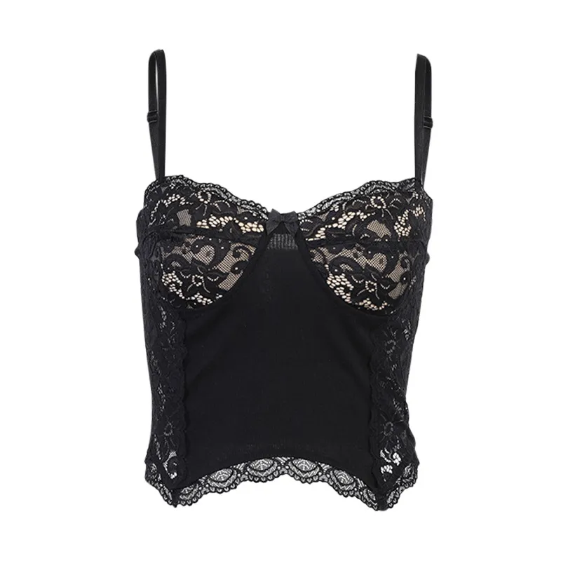 Lace Personality Sling Tube Top - Black