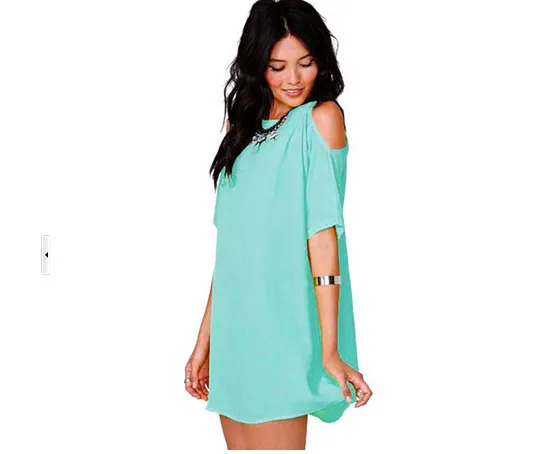 Off the shoulder Short sleeved Chiffon Dress Blue - Shop at LoveMi