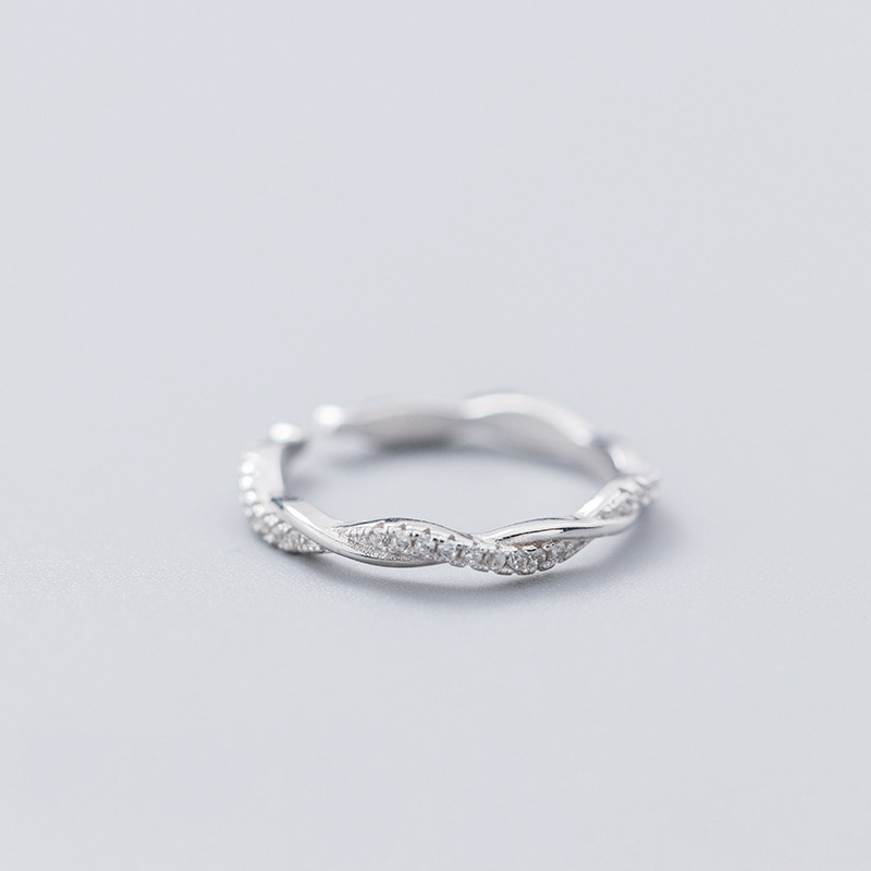 S925 Silver Ring Korean Version Of Fengsen Sweet Diamond Twisted Ring Temperament Personality Twist Index Finger Ring