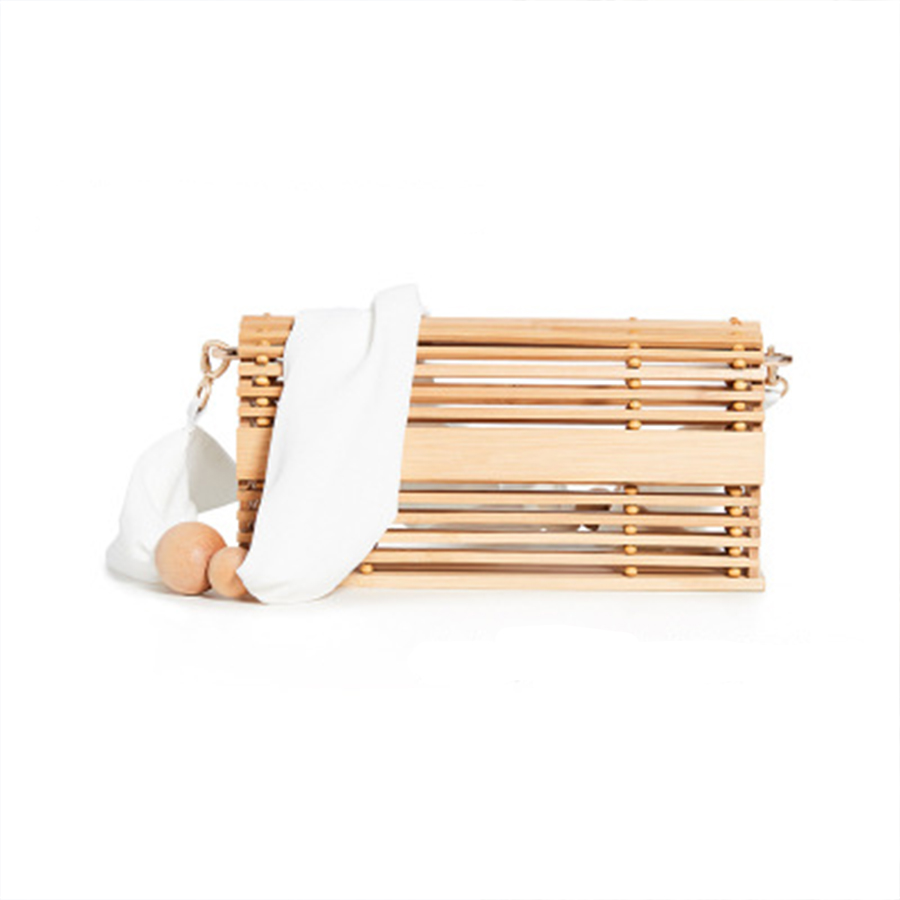 Antique New Ins Rattan Woven Bag Light Luxury Woven Bag Straw Woven Bag Vacation Portable Shoulder Bag Bamboo Basket Bag Female