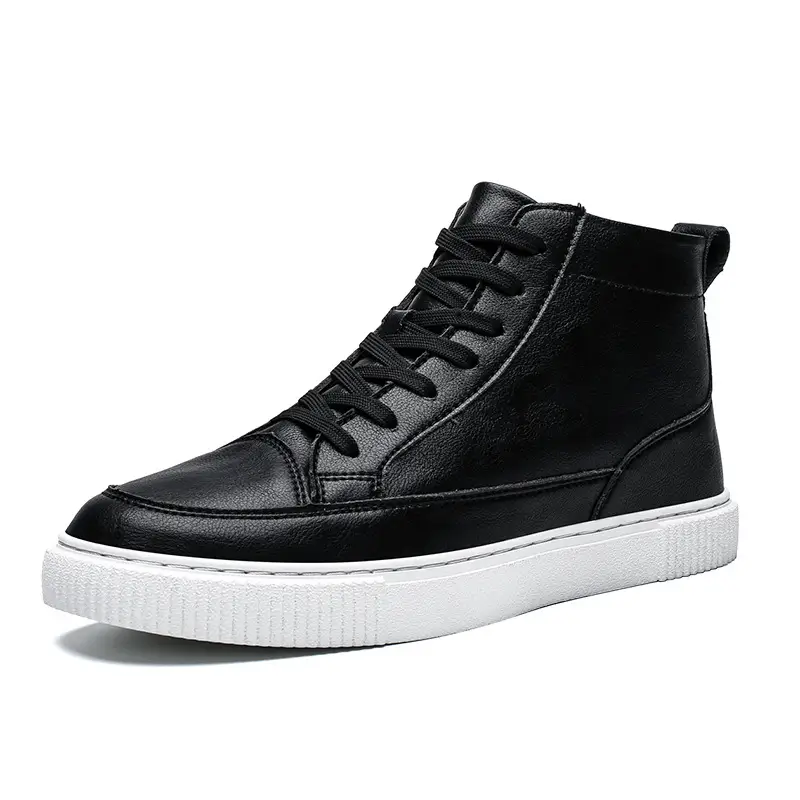 All-match Brown Men's High-top Casual Leather Shoes