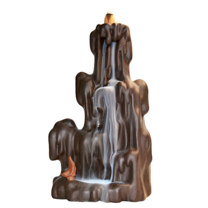 Purple Sand Ceramic Home Backflow Incense Burner Creative High Mountain Flowing Water Agarwood Incense Burner Incense Road Sandalwood Incense Burner Large
