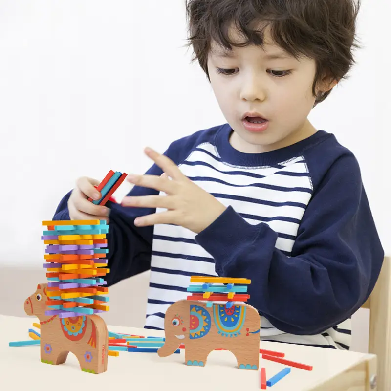 Mideer New Original Educational Toys Children's Wooden Stacks Of High Animal Balance Beam Jenga Toys