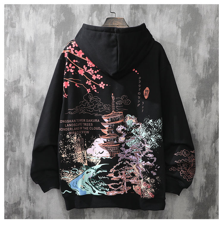 Chinese Style Couple Sweater Hooded Men And Women Ins National Tide Loose Trend Ancient Style Thickening Plus Velvet Men'S Autumn And Winter Models