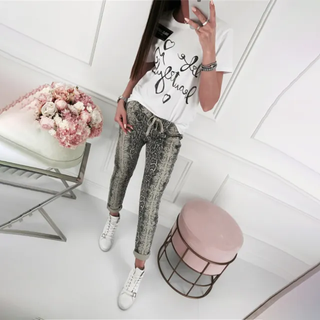Women's Tight Fitting Small Feet Printed Leggings And Women's Trousers Grey - Shop at LoveMi