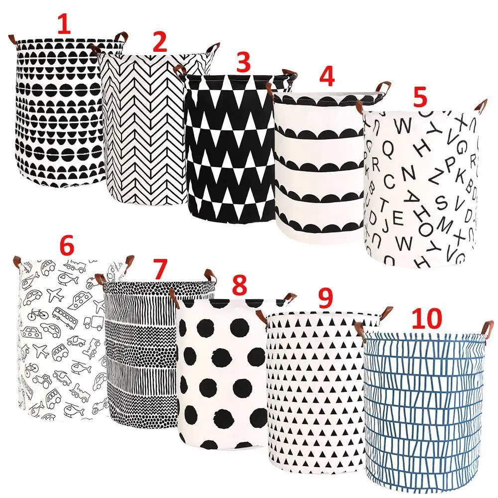Folding Laundry Basket Round Storage Bin Bag