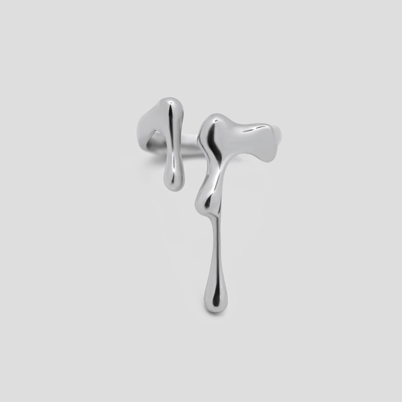 European And American Dripping Wax Open Ring Female Simple Personality Index Finger Ring Cold Wind French Lava Ring Ins Hand Jewelry