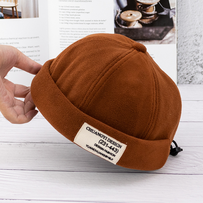 Brushed plush patch melon leather hat landlord hat