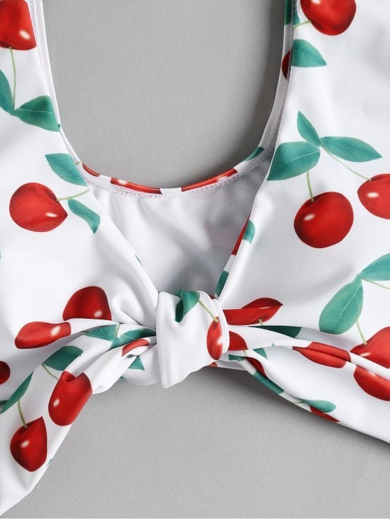 Bikini Split Swimsuit Cherry Print Swimsuit Lace - Image 3