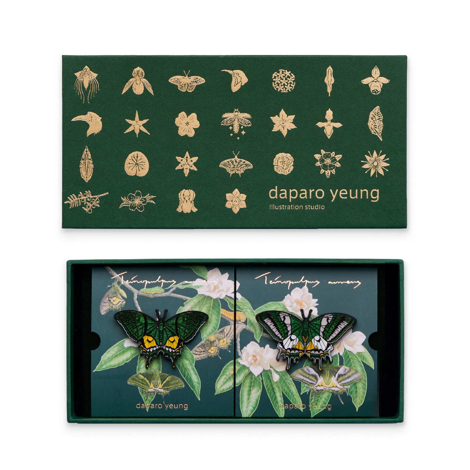 Golden Spotted Swallowtail Butterfly Brooch One Pair Green - Shop at LoveMi