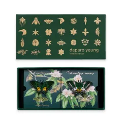 Golden Spotted Swallowtail Butterfly Brooch - One Pair Green - View 1