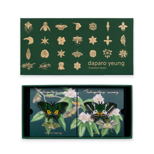 Golden Spotted Swallowtail Butterfly Brooch One Pair Green - Shop at LoveMi