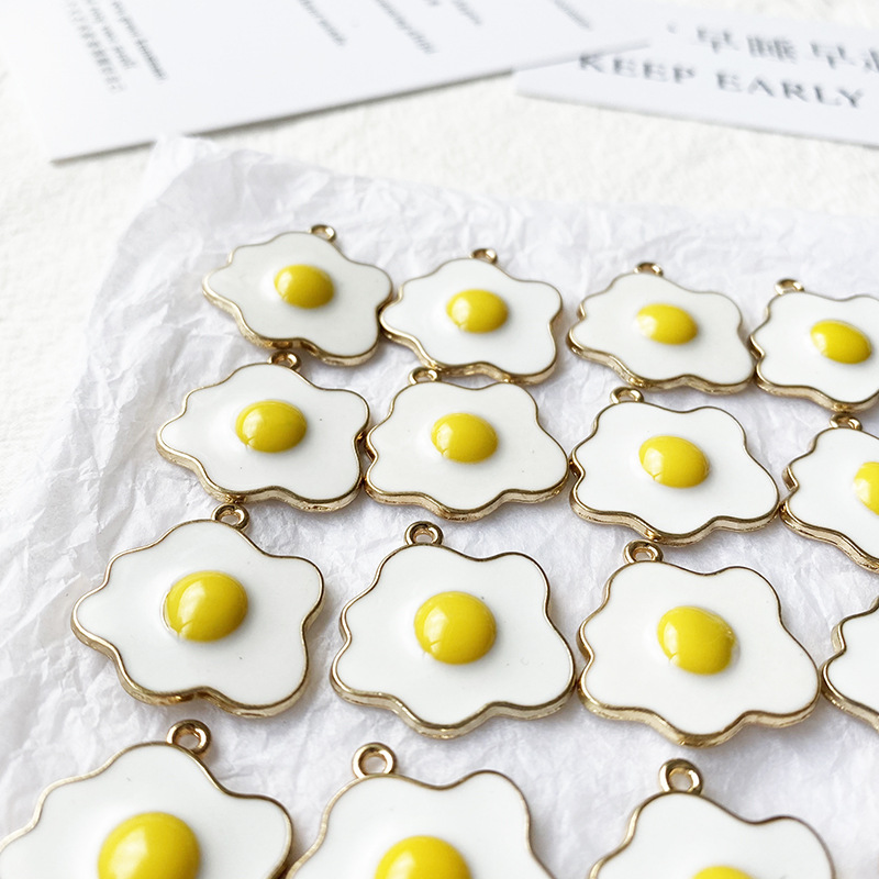 Alloy Drip Oil Poached Egg Omelette Korean Style Earrings, Earrings, Bracelets, Pendants, Small Pendants