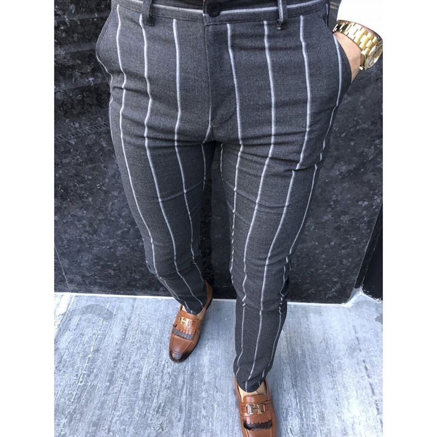 Men'S Casual Striped Pants Spring And Autumn New Men'S Slim Fashion Trend Pencil Leggings