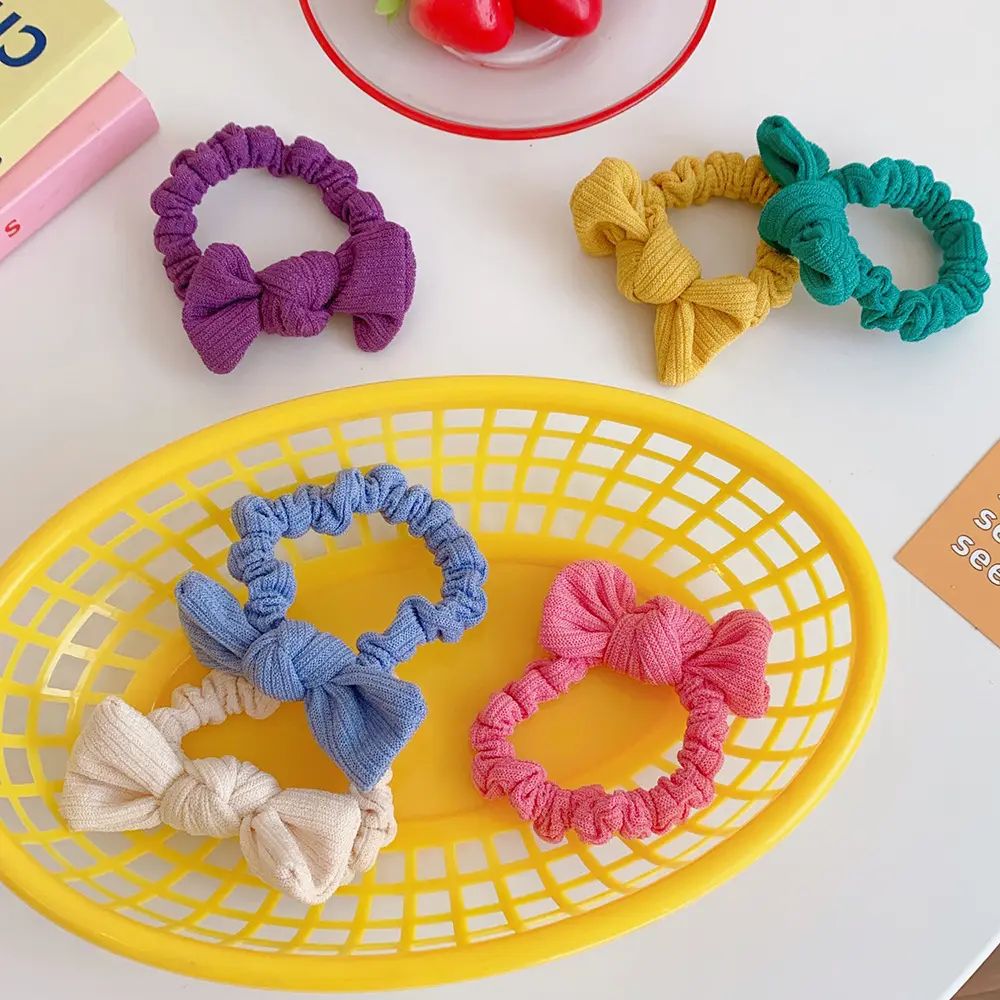 Candy-Colored Bow Hair Ring Girl Heart Rope