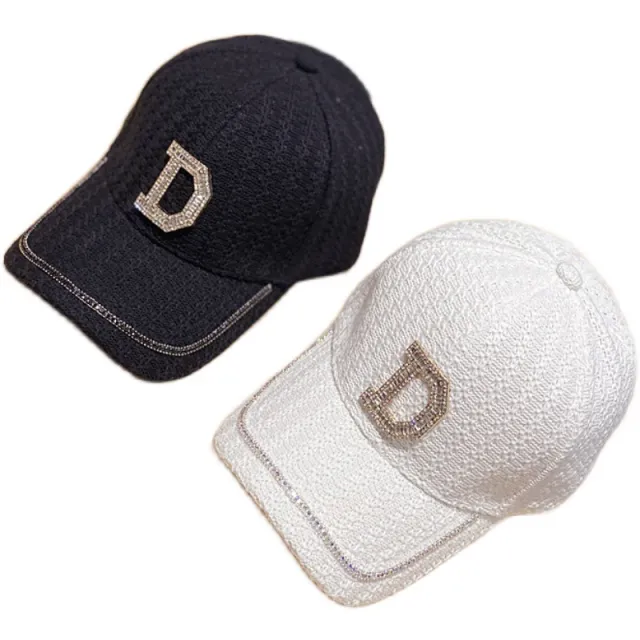 Hat Female Korean Casual All Match D Letter Diamond Baseball Cap Autumn And Winter Fashion Outdoor Rhinestone Cap Winter Black - Shop at LoveMi