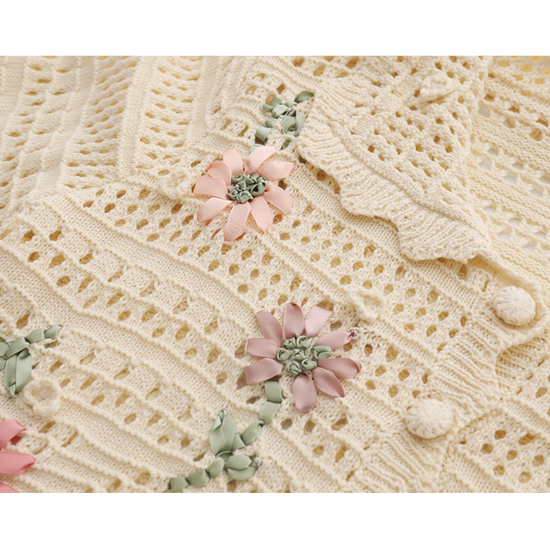 Handmade Crochet Long Sleeve Jacket Age Reducing Jacket Loose 