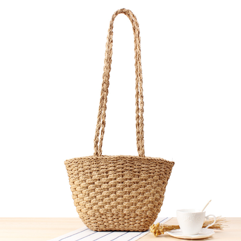 Hand-Woven Straw Bag Wild Dual-Use One-Shoulder Hand-Woven Bag Vacation Beach Bag