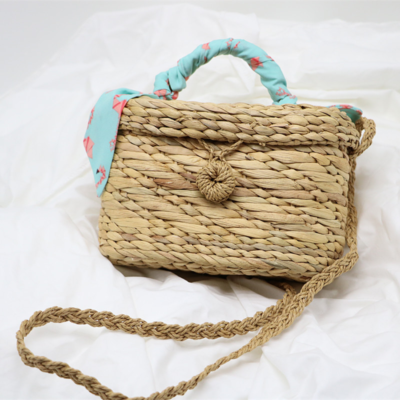 Hand Made Straw Handbag New Fashion Black Beach Bag