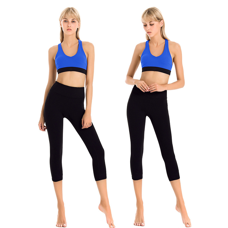Yoga Suit Female Summer New Professional Yoga Suit Sexy Beautiful Back Tight-Fitting Hollow Sports Fitness Suit Two-Piece