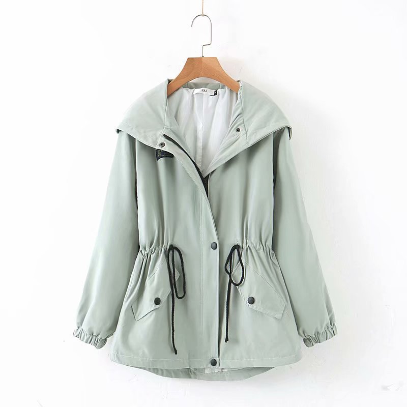 Mid length Windbreaker Women's Hooded Overalls Green - Shop at LoveMi