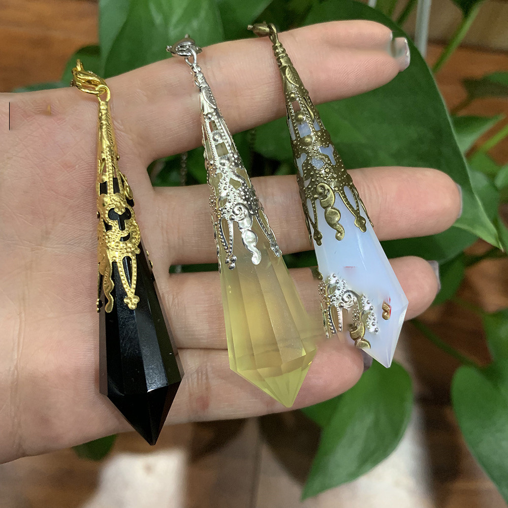 Power Stone Natural Crystal 12-faceted Polyhedron Pendulum