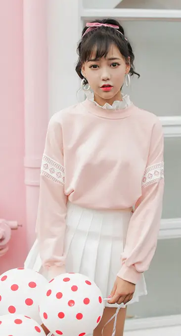 New Junior High School Growth Sleeve Sweater Girl Autumn Clothes Korean Loose Sweet Casual Clothes
