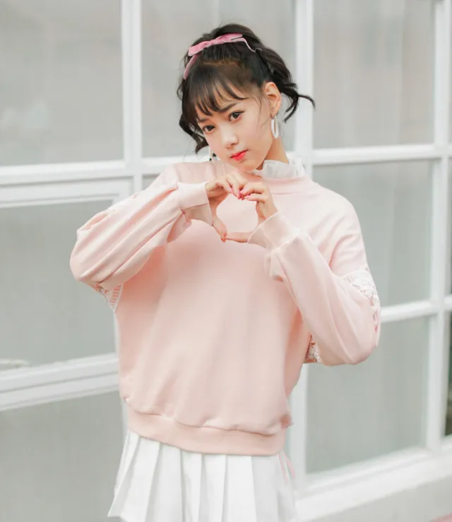 New Junior High School Growth Sleeve Sweater Girl Autumn Clothes Korean Loose Sweet Casual Clothes Sweater - Shop at LoveMi