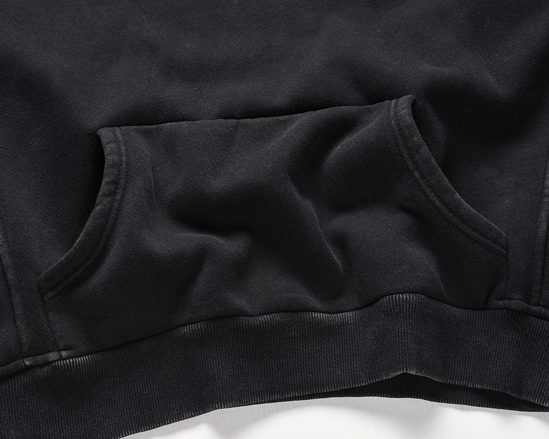 European And American High-Street Washed Short, Personalized Tailoring Side Slit Loose Hooded Sweater